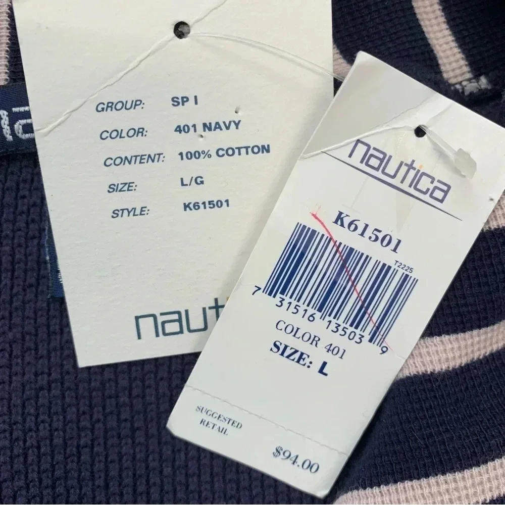 Nautica American Yachting Sweater Men Large 100%% Cotton Hood Navy Blue Oversize